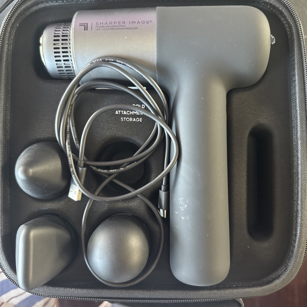 Sharper Image Powerboost Pro Hot Cold Compact Deep Tissue Massage Gun - Black